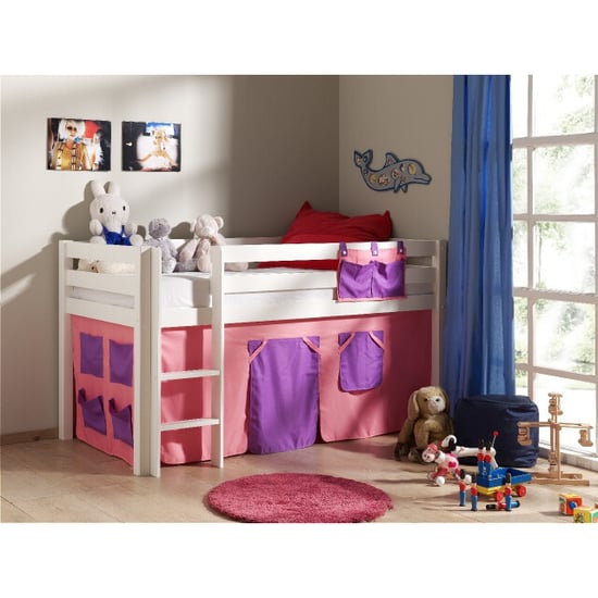 Lucevi pino halfhoogslaper h115cm met ladder 90 x 200 cm bella - Image 1