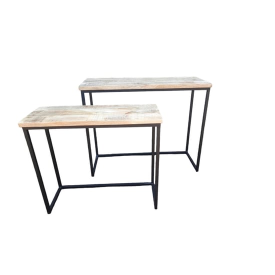 Furnilux Sidetable set van 2 mangohout zwart - Image 1
