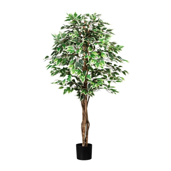 Kopu ® kunstplant ficus 150 cm 840 /witte bladeren natuurstam - Image 1