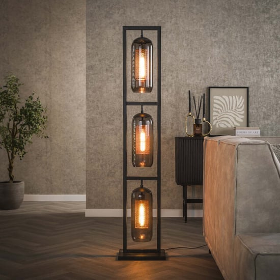 Hoyz Hoyz vloerlamp tower 3l smoke glas artic zwart - Image 1
