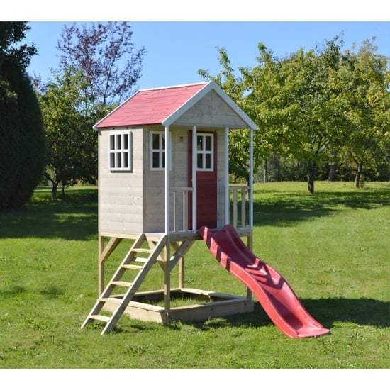 Wendi Toys Wtm8 | houten speelhuis | met glijbaan en zandbak | natuurlijk | - Image 1