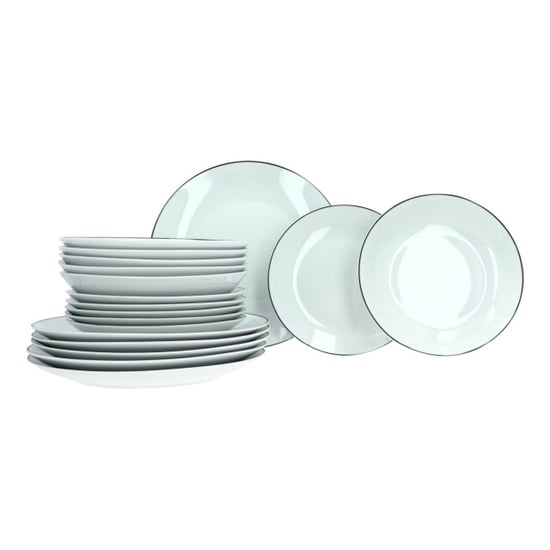 Luzzo ® serviesset 6 persoons 18 delig porselein met zwarte rand - Image 1