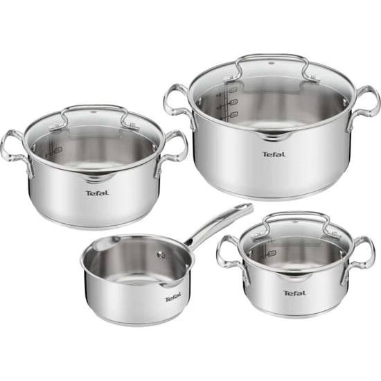 Tefal Duetto+ kookpannenset 4 delig rvs met glazen deksels - Image 1