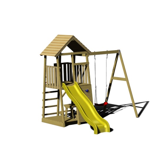 Wendi Toys Houten speeltoren pelikaan| met glijbaan, klimwand, schommel en tafel - Image 1