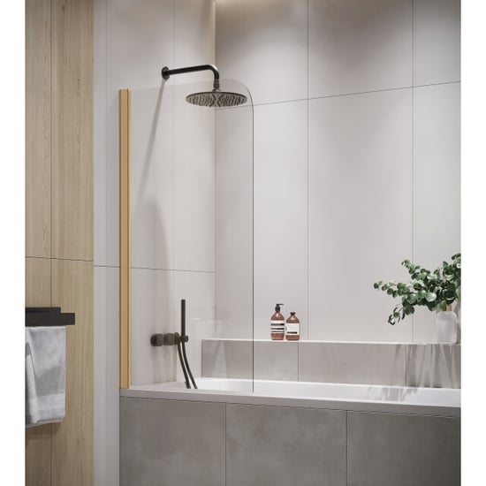 Badplaats Badwand torino 80 x 140 cm goud badscherm draaibaar 5 mm dik - - Image 1
