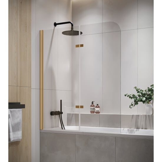 Badplaats Badwand austin 120 x 140 cm goud badscherm draaibaar 5 mm dik - - Image 1