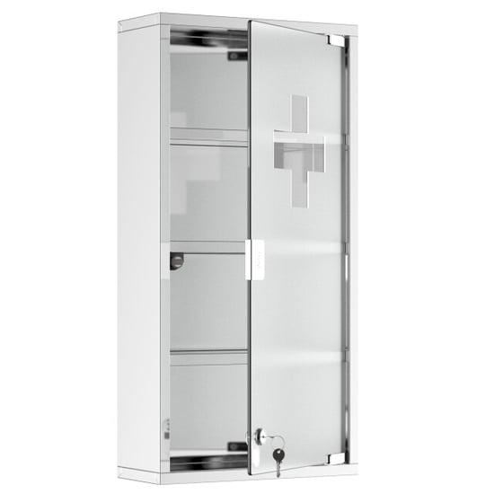 4goodz Medicijnkastje ehbo-kastje met slot rvs 12x30x60 cm - Image 1