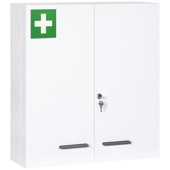 4goodz Medicijnkastje 2 deurs ehbo-kastje met slot rvs 18x55x60 cm - - Image 1