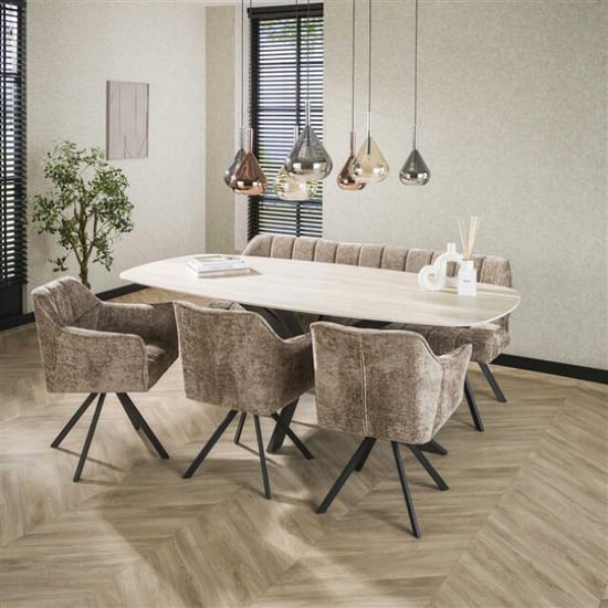 Hoyz eetkamertafel 215 deens ovaal romano travertin 3d keramiek - Image 1
