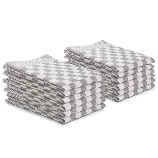 DoubleDry Theedoeken set 12 stuks 50x70 cm 100% katoen blokpatroon - - Image 1