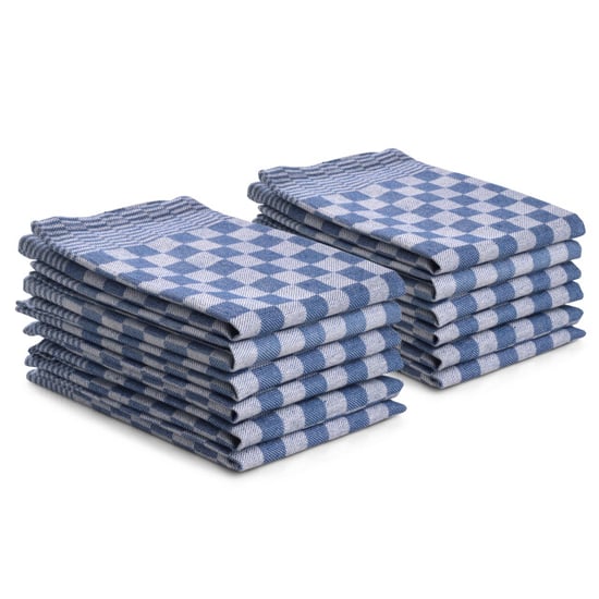 DoubleDry Theedoeken set 12 stuks 50x70 cm 100% katoen blokpatroon - - Image 1