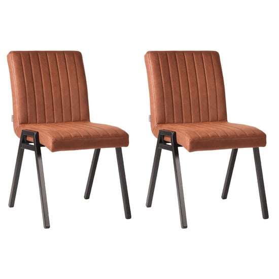 Label51 Eetkamerstoel matz cognac microfiber set van 2 - Image 1