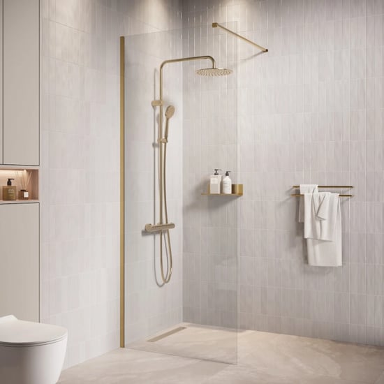 Badplaats Douchewand florida 80 x 200 cm goud – inloopdouche 8 mm - Image 1