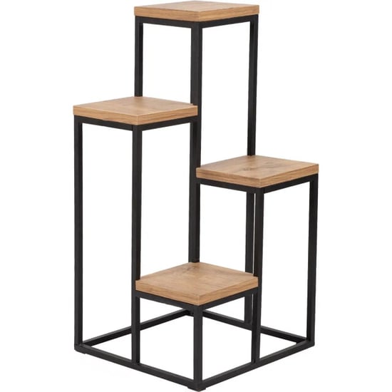 WDMT Metalen plantentafel met houten etagère - Image 1