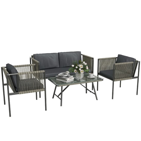4goodz Tuinmeubelset 4-delig met salontafel, bank en 2 stoelen - Image 1
