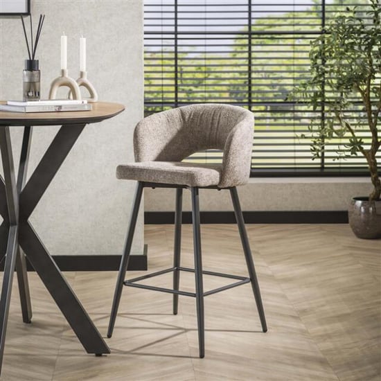 Hoyz barstoel boucle salon tissee cargo zandkleur set van 2 - Image 1