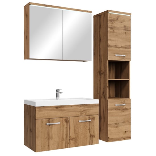 Badplaats Badkamermeubel set paso 80 x 40 cm - badmeubel met spiegelkast - Image 1