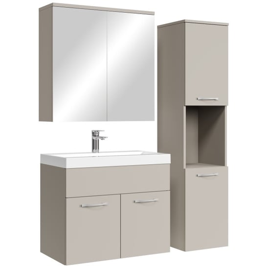 Badplaats Badkamermeubel set montreal 60 cm beige badmeubel met spiegelkast - Image 1