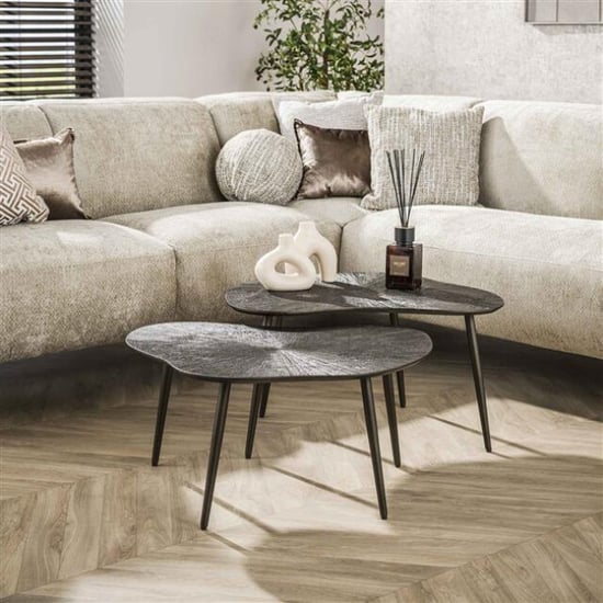 Hoyz salontafel brown ray metal leaf brons donker set van - Image 1