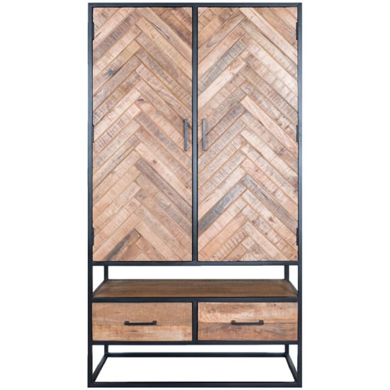Home67 Kast radu visgraat bruin mangohout 180 x 100 cm - Image 1