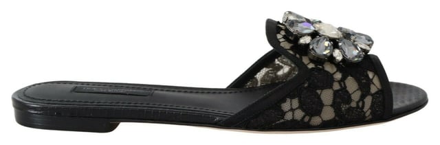 Dolce & Gabbana Women's Black Taormina Lace Slides