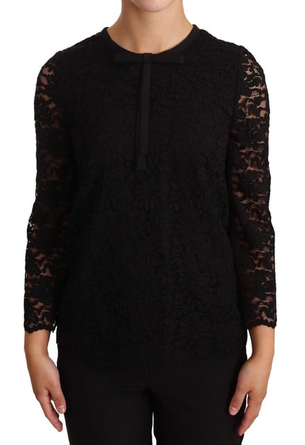 Dolce & Gabbana Women's Black Floral Lace Nylon Blouse Top
