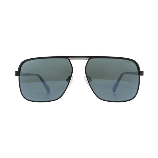 Guess Square Mens Matte Black Green Mirror Sonnenbrille