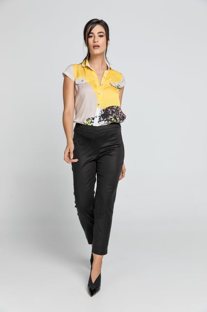 Slim Fit Schwarze Hose Conquista Fashion