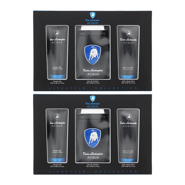 Lamborghini Acqua Eau De Toilette 125ml, Shower Gel Aftershave Balm Set x 
