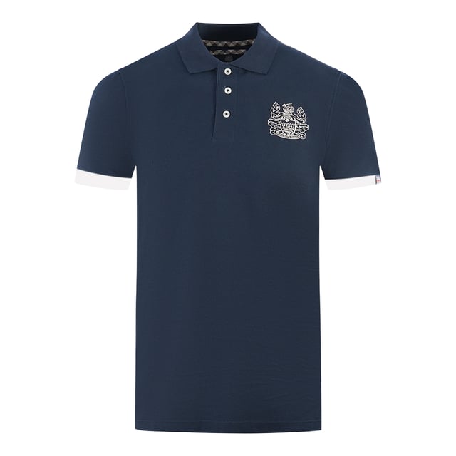 Aquascutum Branded Kragen Marineblau Poloshirt