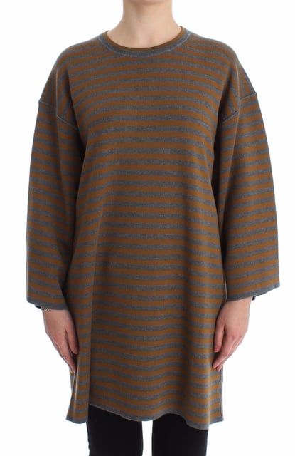 Dolce & Gabbana Women's Oversized Gray Yellow Striped Sweater Top (pull oversize à rayures)