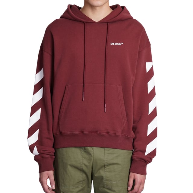 Off-White Diag Helvetica Over Burgundy Hoodie