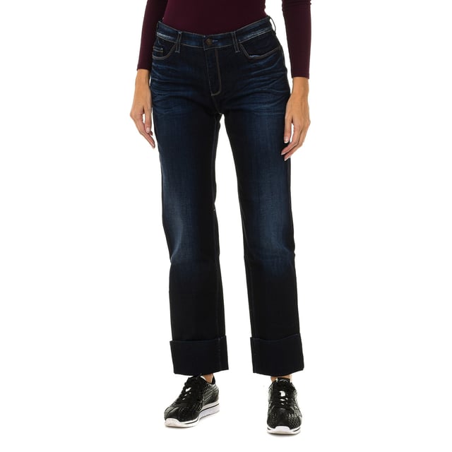 Frauen lange getragen Effekt Denim Hosen 6Y5J11-5D2UZ