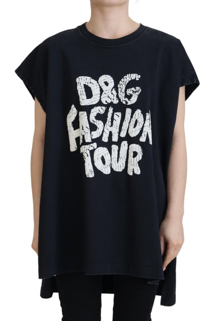 Dolce & Gabbana Black D&G Fashion Round Neck Cotton Women's T-shirt