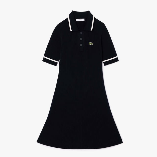 Women's Lacoste 3D Seamless Flared Polo Dress in Blue
