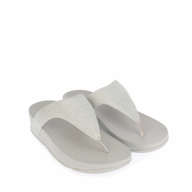 Women's Fit Flop Lottie Glitzy Toe Thong Sandals in Silver