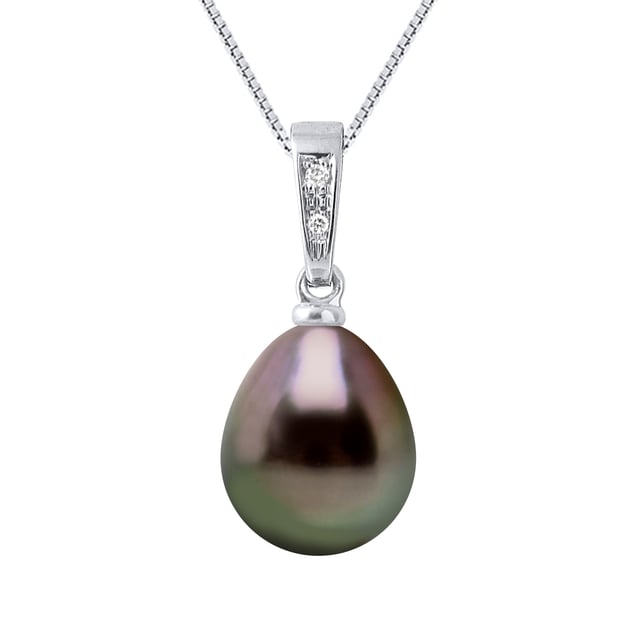 Pendentif Clip Or 18K Diamants Et Perle De Tahiti 12 Mm - France - Neuf