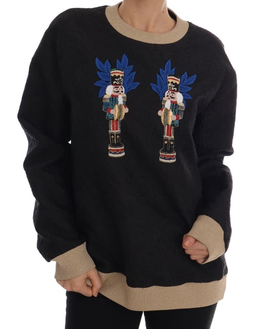 Dolce & Gabbana Women's Black Fairy Tale Brocade Zipper Sweater