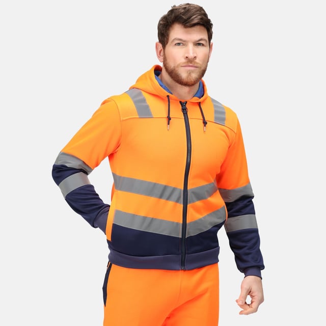 Regatta Mens Pro Hi-Vis Full Zip Jacke (Orange/Navy)