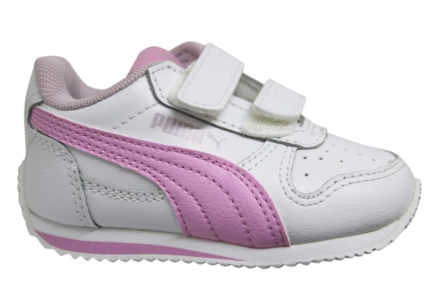 Puma FieldPrint Lederhaken & Loop Kids White Low Kleinkinder Trainer 354597 52