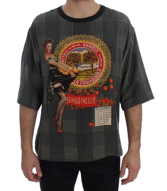 Dolce & Gabbana Men's Crewneck Print SANGUINELLA ITALIA Silk T-shirt