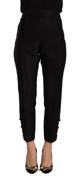 Dsquared2 Black Wool High Waist Skinny Women's Pants