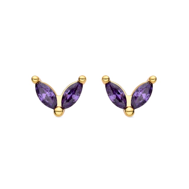 Luxenter Katba Zirkonia Amethyst-Ohrringe, aus 18 Karat Gelbgold