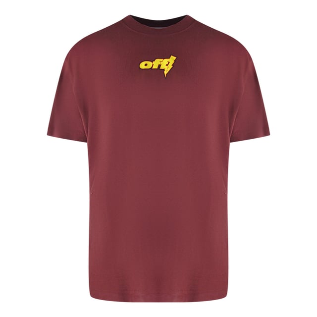 Off-White Thunder Stable Oversized Fit Burgundy T-Shirt