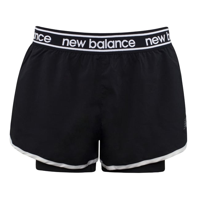 Neues Balance -Logo schwarzer Stretch Taille Womens unerbittlich 2in1 Shorts WS01177 Bk