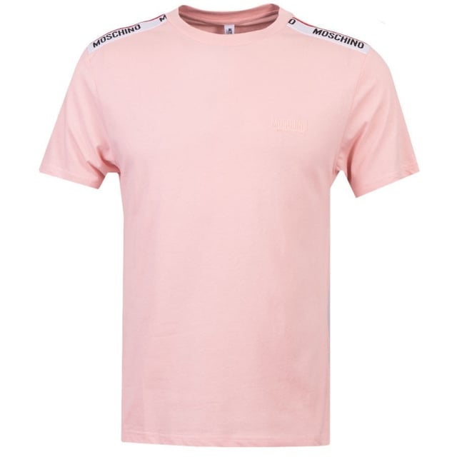 Moschino Taped Shoulder Logo Pink T-Shirt