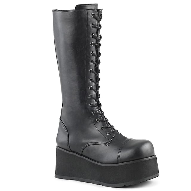 Botas de plataforma de cuero vegano negro Demonia Trashville 502