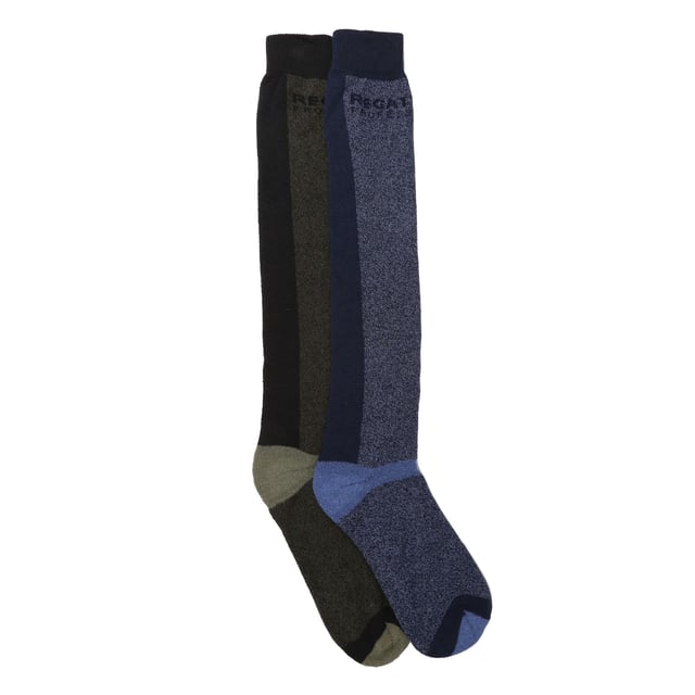 Regatta Mens Pro Assorted Designs Boot Socks Set (2er Pack) (Blau/Schwarz)