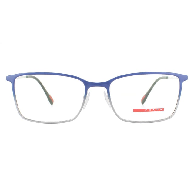 Prada Sport rechteckige Top blau Gradient Gunmetal Herren Brille Frames