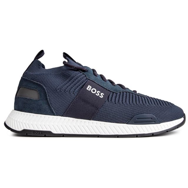 BOSS Titanium Runn Repreve Sock Trainers Dark Blue